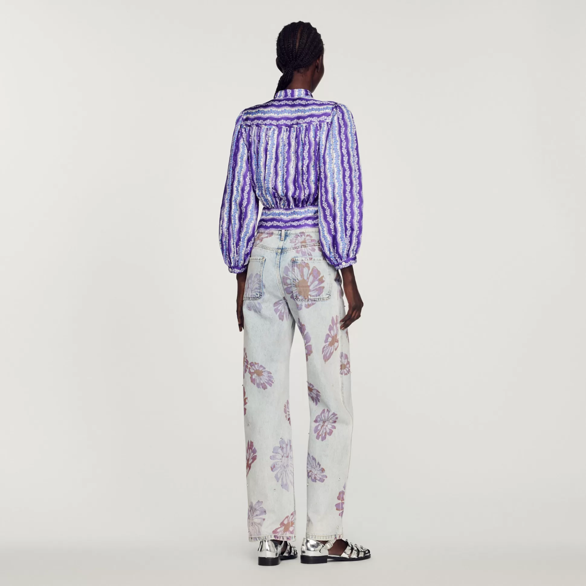 Discount Camicia Corta In Seta Con Stampa A Fiori Donna Top & Camicie