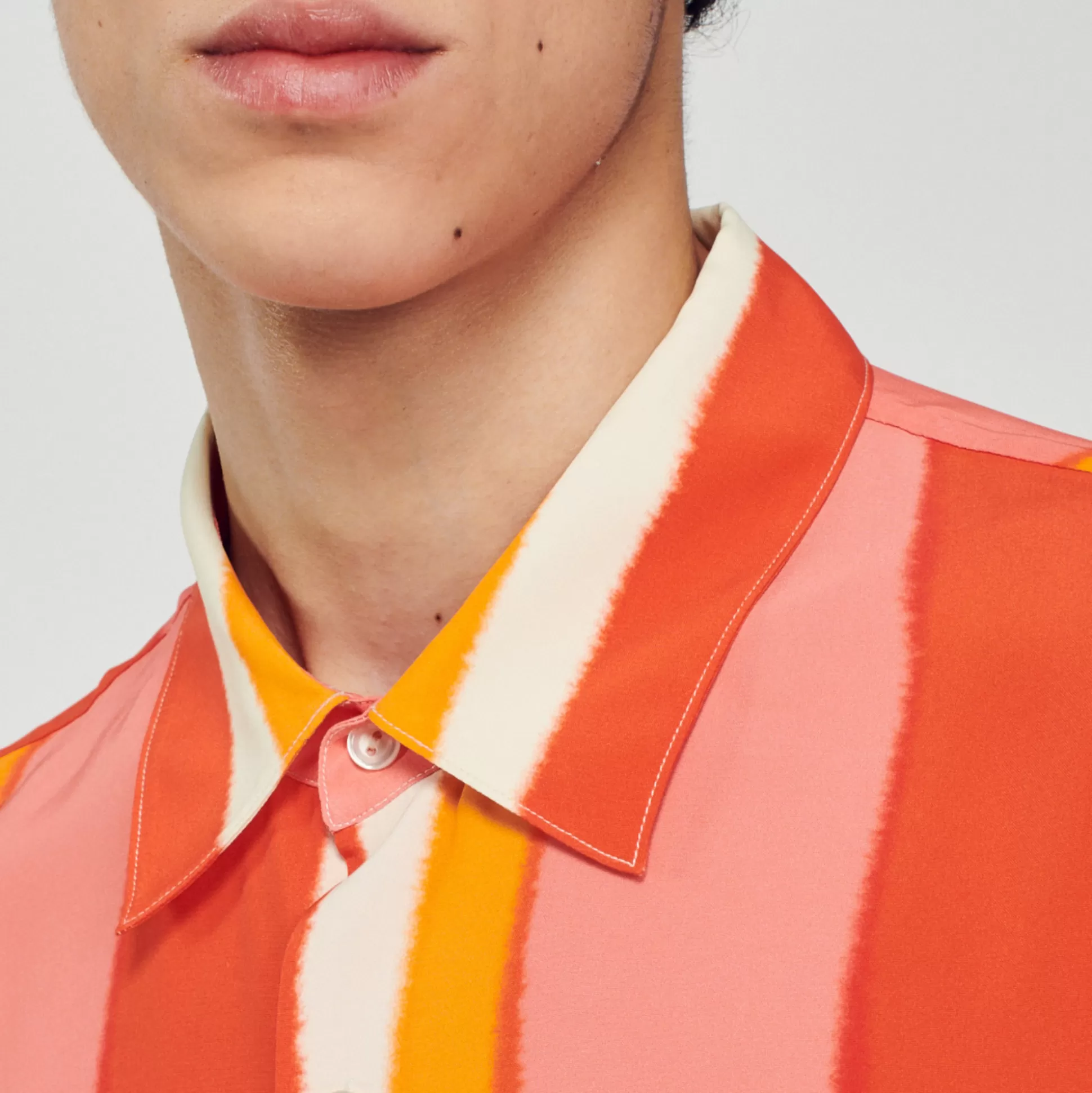 Hot Camicia Fluida A Righe A Maniche Corte Uomo Camicie