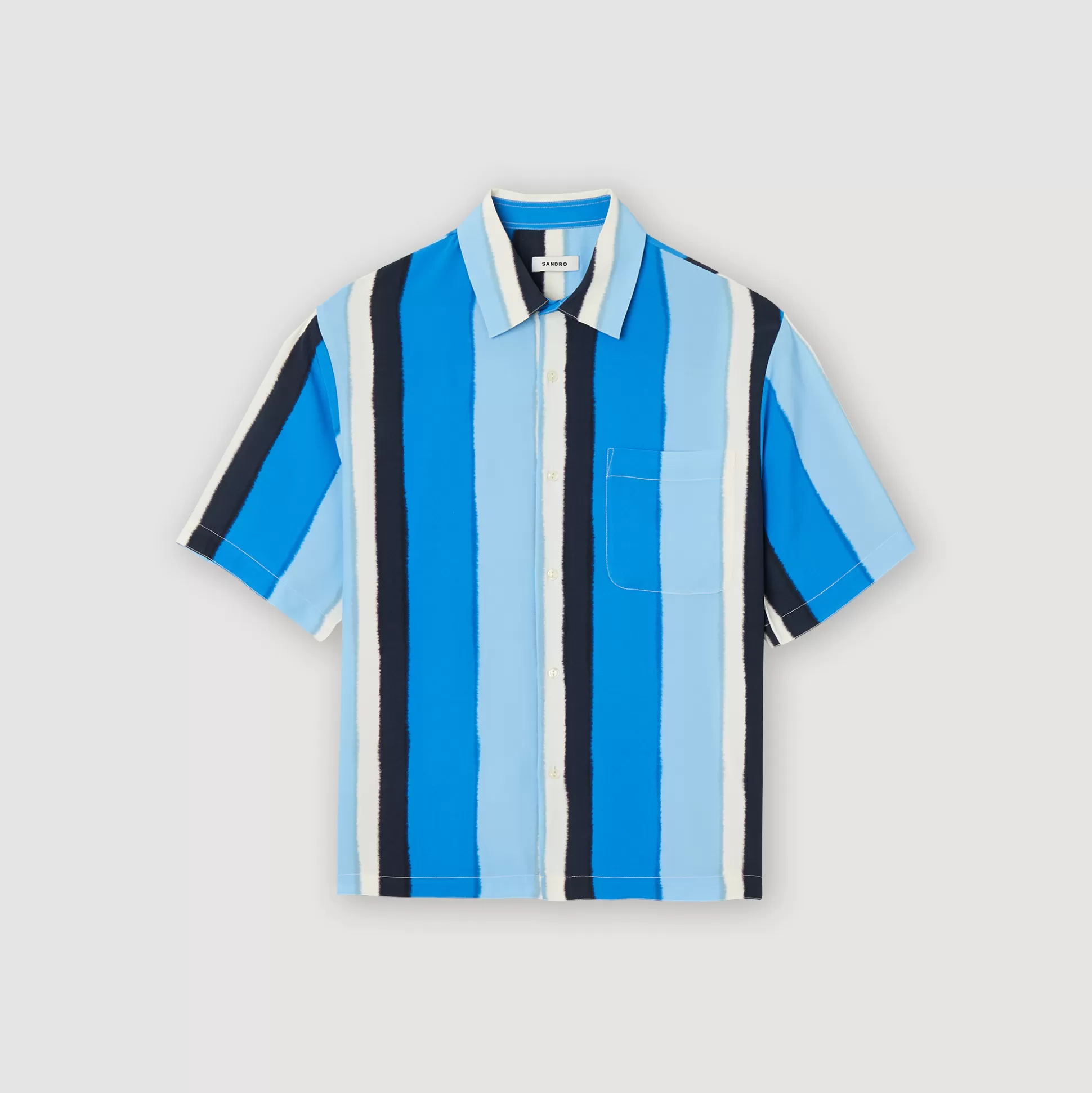 Discount Camicia Fluida A Righe A Maniche Corte Uomo Camicie