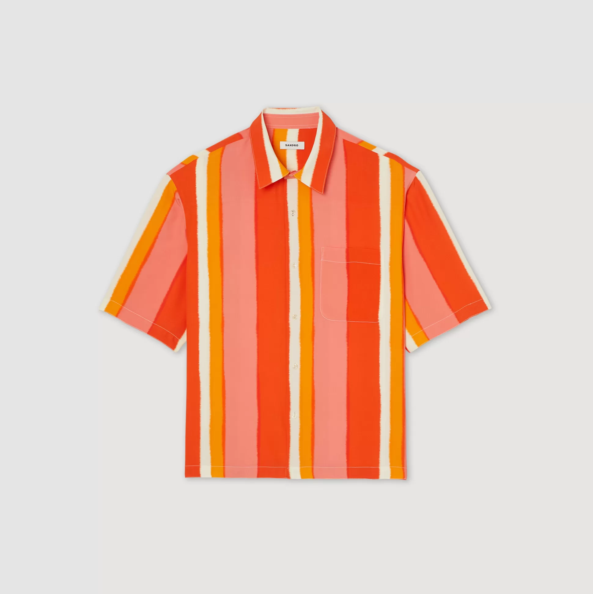 Hot Camicia Fluida A Righe A Maniche Corte Uomo Camicie
