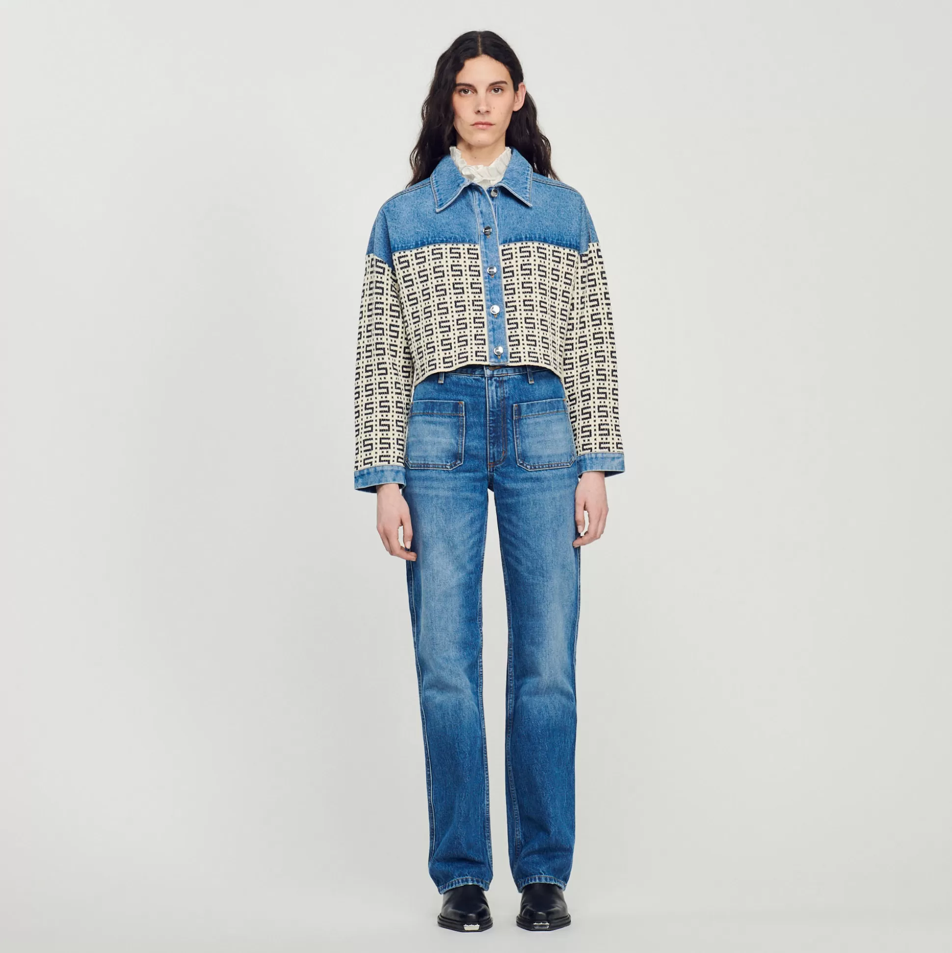 Discount Cardigan-Cappotto Corto In Denim Donna Maglieria & Cardigan