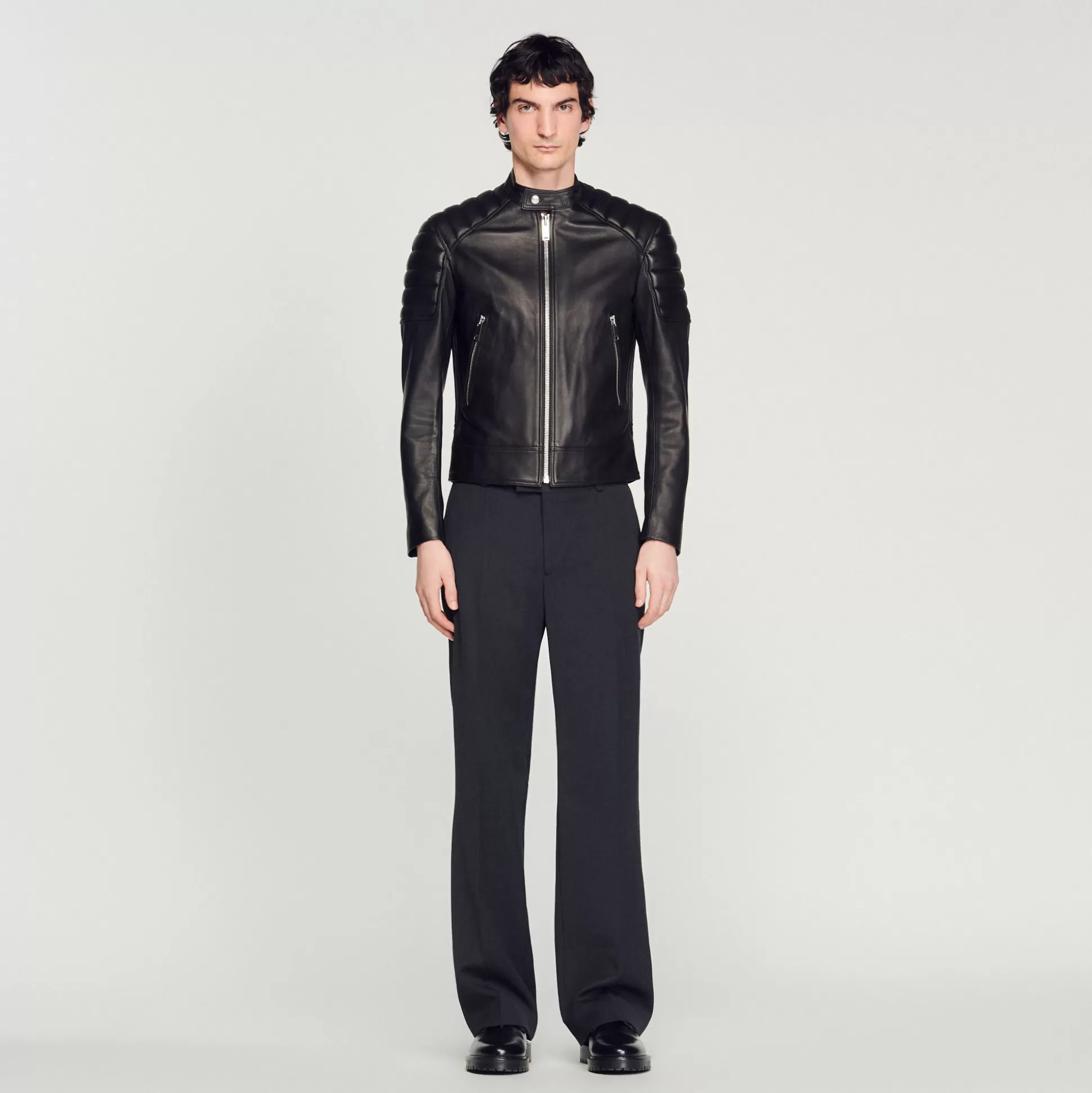 Clearance Giubbotto In Pelle Finiture Matelasse Uomo Cappotti & Giubbotto