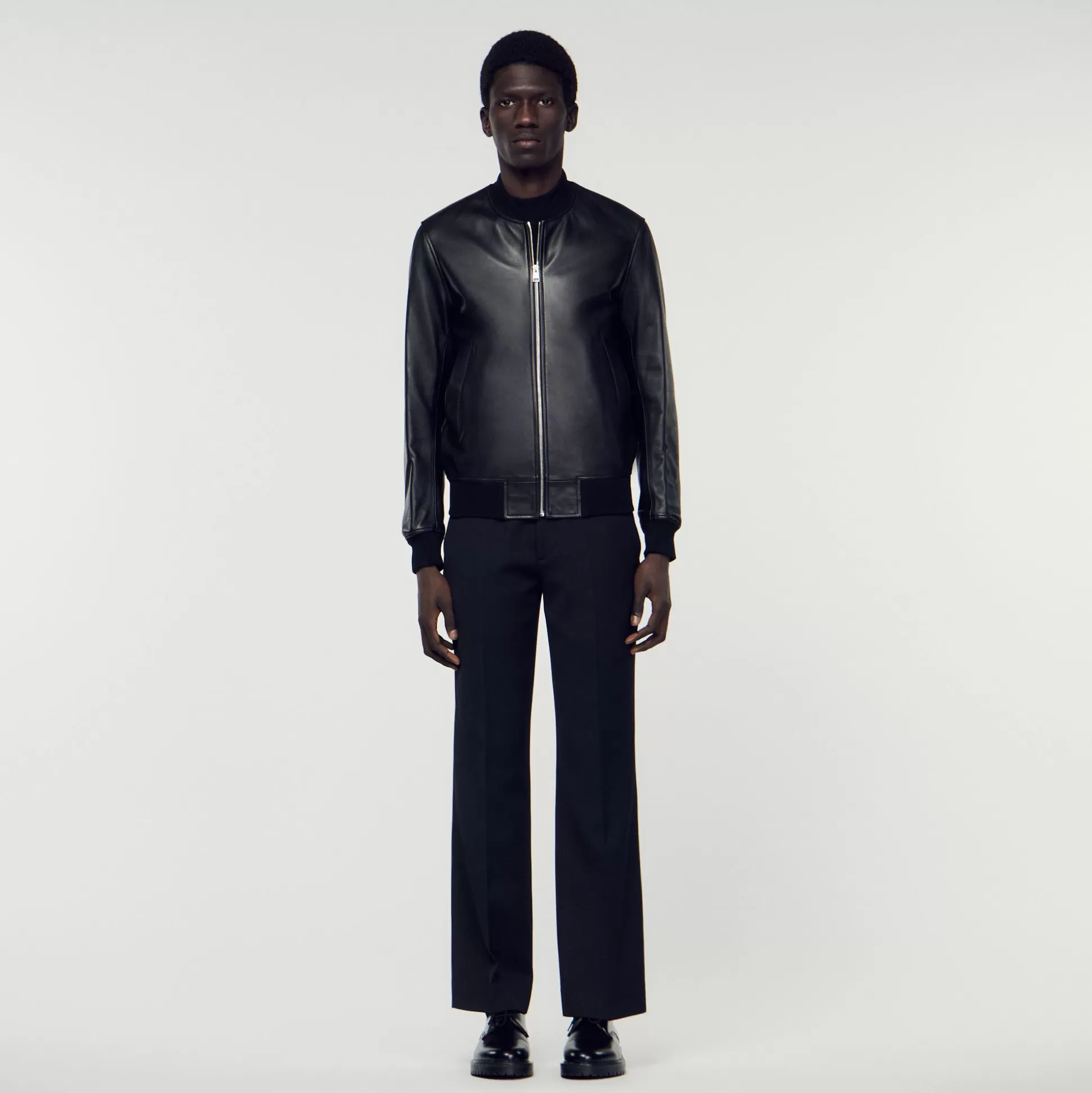 Sale Giubbotto Teddy In Pelle Liscia Uomo Cappotti & Giubbotto