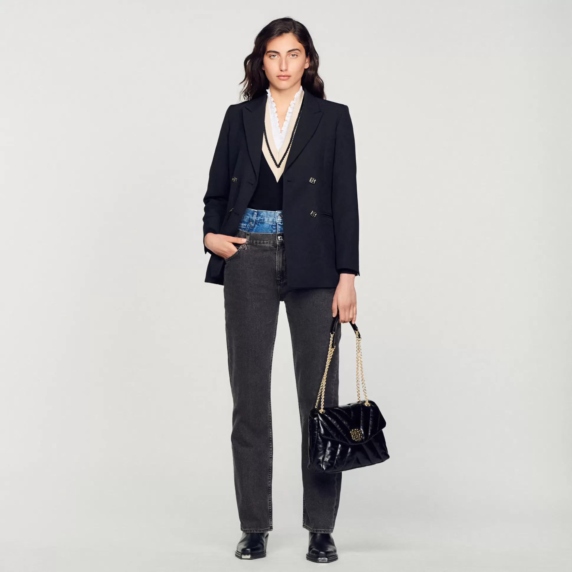 Shop Jeans A Doppia Cintura Bicolore Donna Jeans