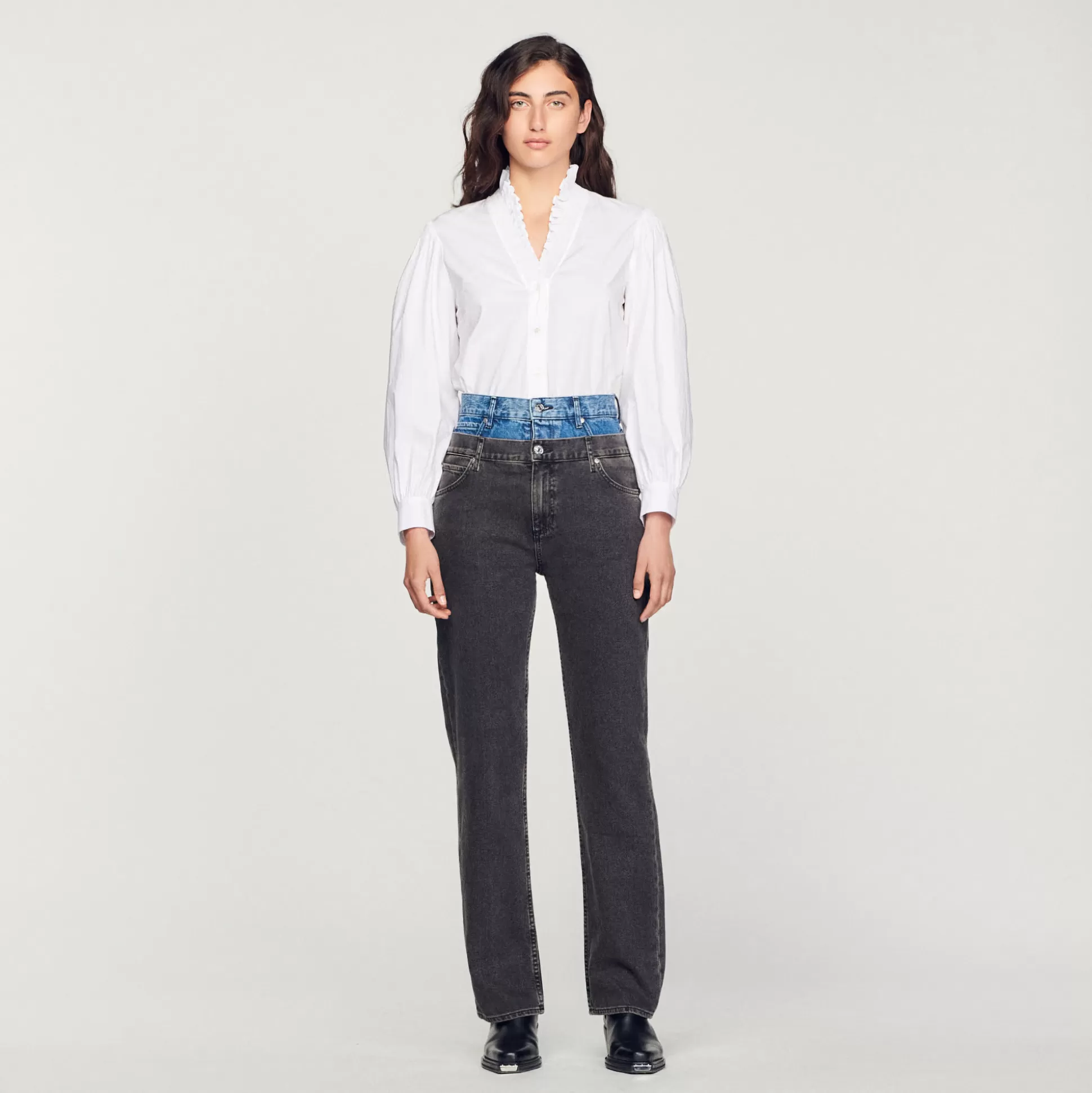 Shop Jeans A Doppia Cintura Bicolore Donna Jeans