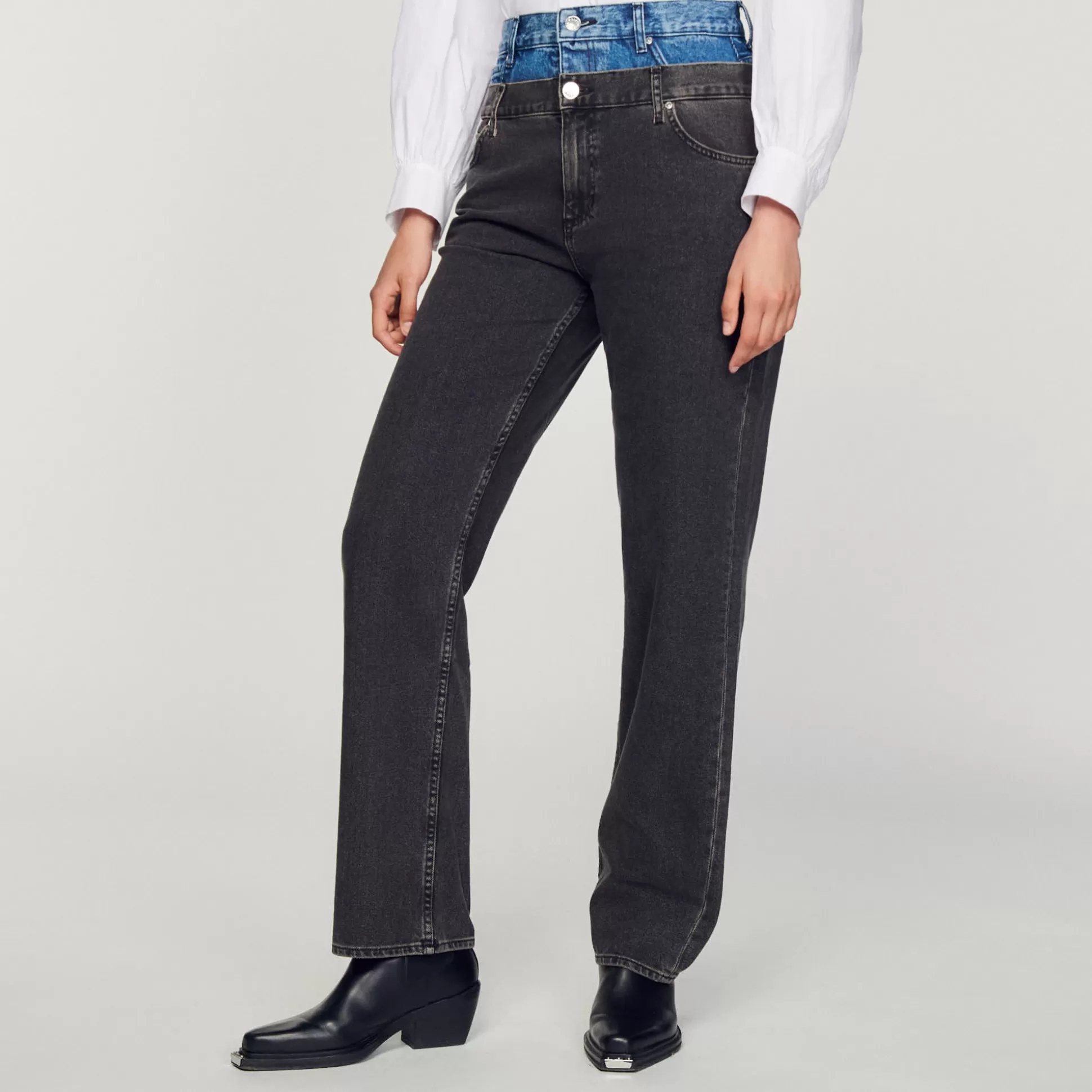 Shop Jeans A Doppia Cintura Bicolore Donna Jeans