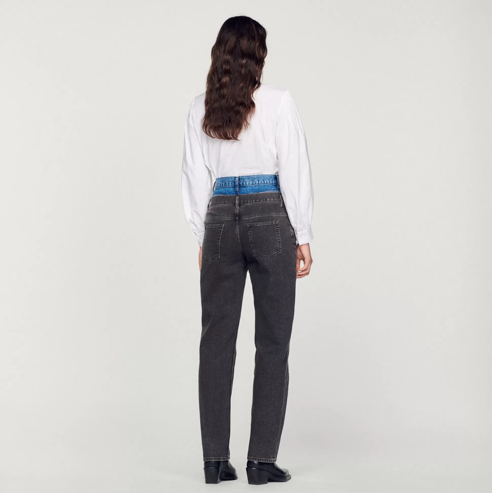 Shop Jeans A Doppia Cintura Bicolore Donna Jeans