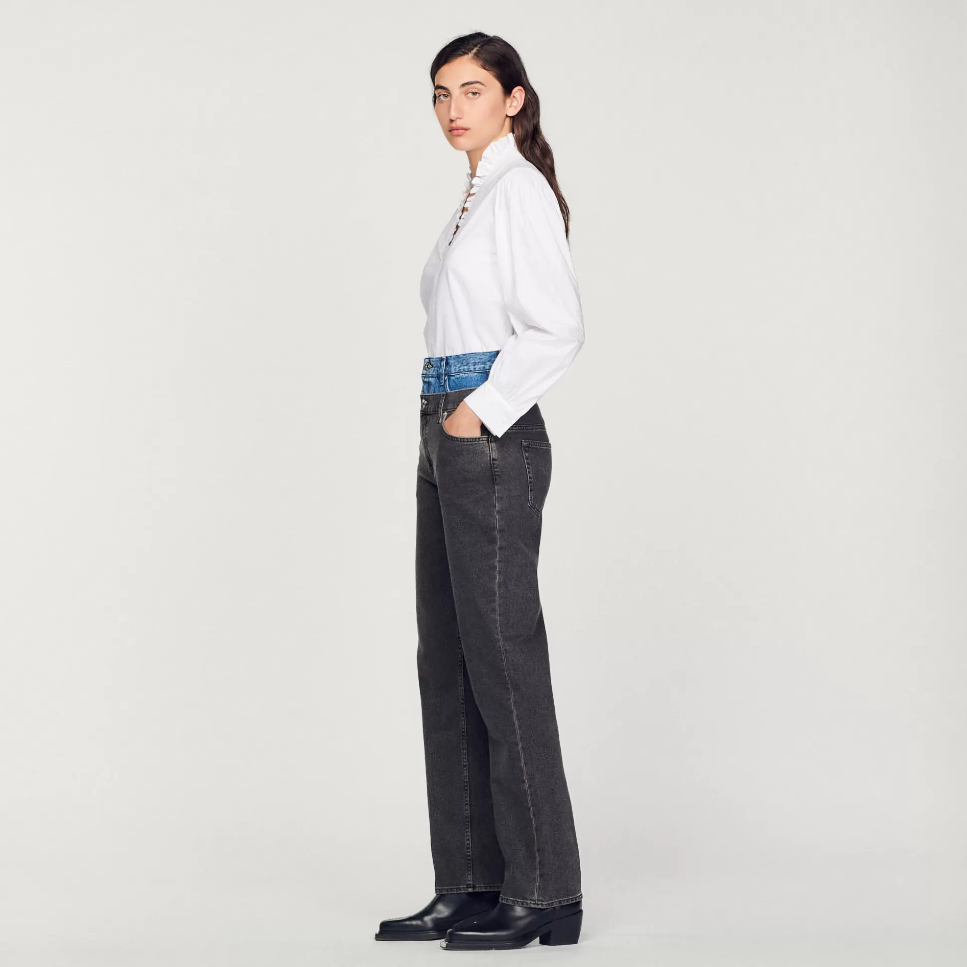 Shop Jeans A Doppia Cintura Bicolore Donna Jeans